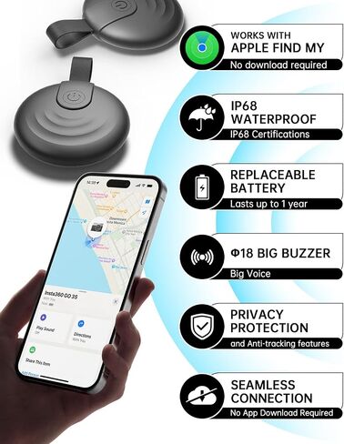 Air Tracker Tags (iOS Only) 1 Pack: Bluetooth Item Finder with Apple Find My APP, Item Locator for Keys Finder, Bags Wallets Anti-Loss, IP68 Waterproof Smart Tag (F20-White) in Saudi Arabia