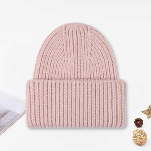 Ribbed Knit Beanie – Soft Cuffed Winter Hat for Men & Women, Warm Acrylic Blend Cap, Ideal Cold Weather Accessory in Saudi Arabia