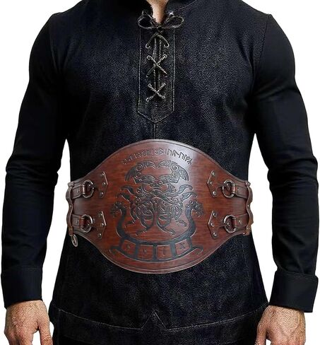 Medieval Viking Wide Belts, Faux Leather Armor Belts, LARP Halloween and Renaissance Costume Accessories Embossed in Saudi Arabia
