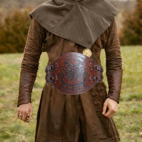 Medieval Viking Wide Belts, Faux Leather Armor Belts, LARP Halloween and Renaissance Costume Accessories Embossed in Saudi Arabia