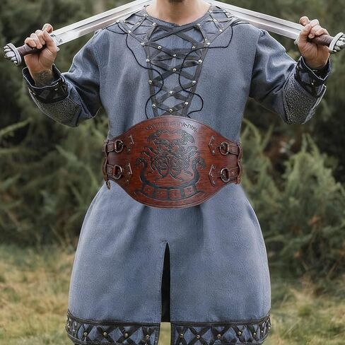 Medieval Viking Wide Belts, Faux Leather Armor Belts, LARP Halloween and Renaissance Costume Accessories Embossed in Saudi Arabia