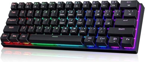 Portable 60% Mechanical Gaming Keyboard,60 Percent Wired Gamer Keyboard with Blue Switches,LED Customization Backlit,61 Keys Ultra-Compact Mini Office Keyboard for PC/Mac/Xbox,Easy to Carry On Trip in Kuwait