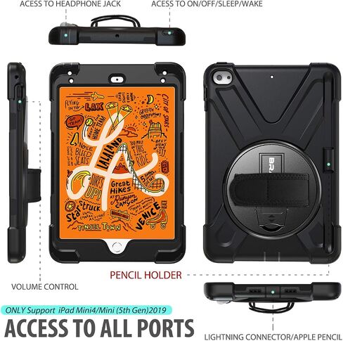 حافظة BRAECN لجهاز iPad (A16) الجيل الحادي عشر/العاشر مقاس 11/10.9 بوصة 2025/2022 شديدة التحمل مضادة للصدمات مع حامل قلم رصاص وواقي شاشة بمقبض دوار 360 درجة وحزام كتف وغطاء كامل للجسم in Saudi Arabia