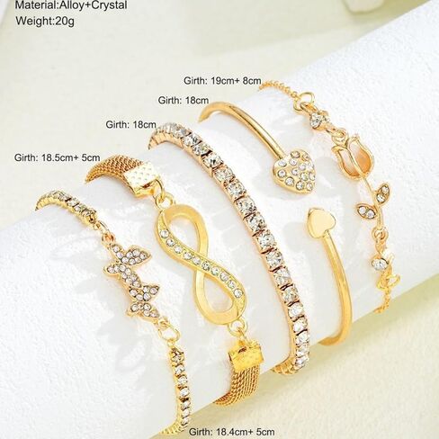 Retro Multi Layer Stackable Bracelet Set for Women Exquisite Gold Plated Adjustable Chain Bracelet Minimalist Jewelry Gift in Saudi Arabia