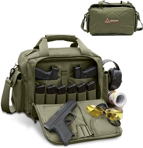 Orca Tactical Gun Range Bag – Compact Pistol Revolver Range Bag for Handguns and Ammo – Self Standing Gun Bag – Handgun Bag with Durable Double Stitching Lockable YKK Zippers in Kuwait