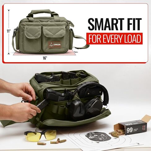 Orca Tactical Gun Range Bag – Compact Pistol Revolver Range Bag for Handguns and Ammo – Self Standing Gun Bag – Handgun Bag with Durable Double Stitching Lockable YKK Zippers in Kuwait