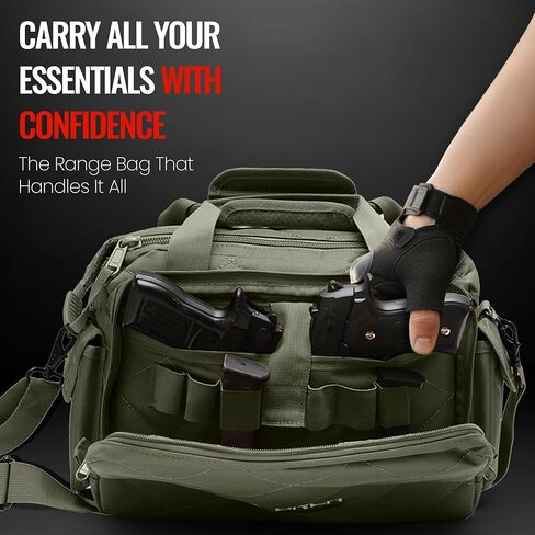 Orca Tactical Gun Range Bag – Compact Pistol Revolver Range Bag for Handguns and Ammo – Self Standing Gun Bag – Handgun Bag with Durable Double Stitching Lockable YKK Zippers in Kuwait