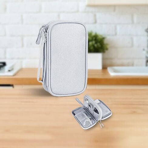 Travel Cable Organizer Pouch – Waterproof Double Layer Electronics Storage Bag for Cords, Chargers, and Accessories, Large, Gray in Saudi Arabia