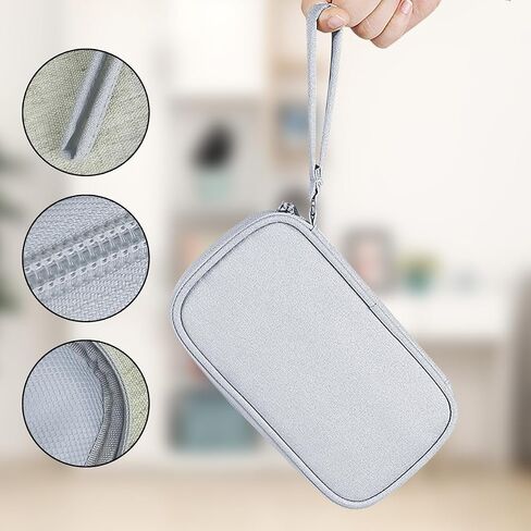 Travel Cable Organizer Pouch – Waterproof Double Layer Electronics Storage Bag for Cords, Chargers, and Accessories, Large, Gray in Saudi Arabia