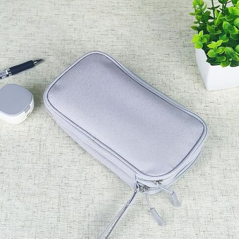 Travel Cable Organizer Pouch – Waterproof Double Layer Electronics Storage Bag for Cords, Chargers, and Accessories, Large, Gray in Saudi Arabia