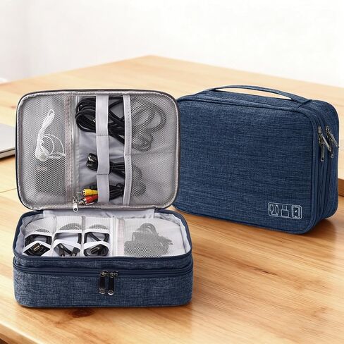 Three-Compartment Electronics Organiser Digital Waterproof Carry Bag Suitable for Chargers, Mobile Phones, Adapters, Hard Drives (blue) in Saudi Arabia