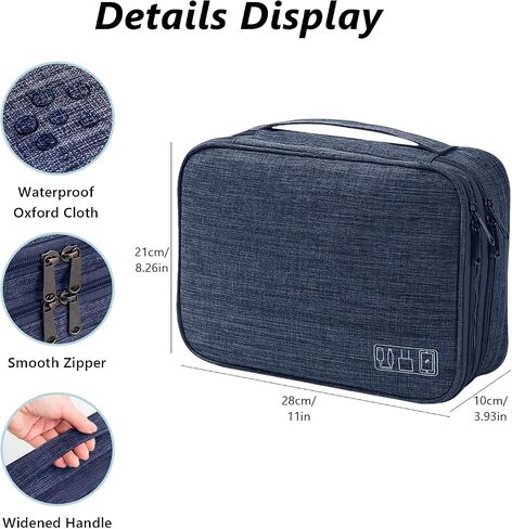 Three-Compartment Electronics Organiser Digital Waterproof Carry Bag Suitable for Chargers, Mobile Phones, Adapters, Hard Drives (blue) in Saudi Arabia