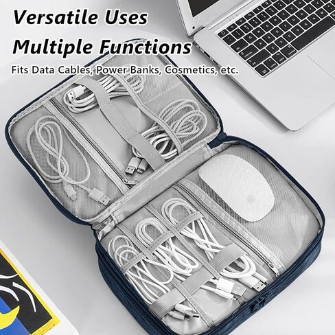 Three-Compartment Electronics Organiser Digital Waterproof Carry Bag Suitable for Chargers, Mobile Phones, Adapters, Hard Drives (blue) in Saudi Arabia