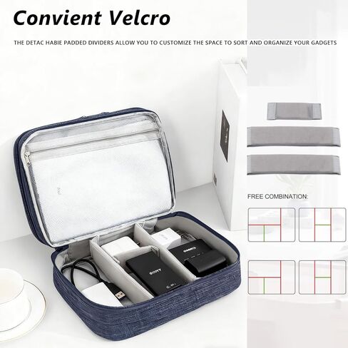 Three-Compartment Electronics Organiser Digital Waterproof Carry Bag Suitable for Chargers, Mobile Phones, Adapters, Hard Drives (blue) in Saudi Arabia
