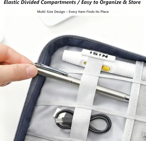 Three-Compartment Electronics Organiser Digital Waterproof Carry Bag Suitable for Chargers, Mobile Phones, Adapters, Hard Drives (blue) in Saudi Arabia