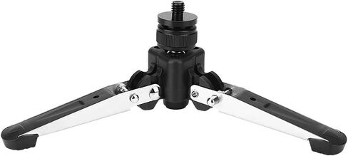 Tbest Universal Mini Three Feet Support Stand Tripod Monopod Base with 3 / 8in Mounting Screw Compact Portable Aluminum Alloy for Photography Video Black Silver in Saudi Arabia