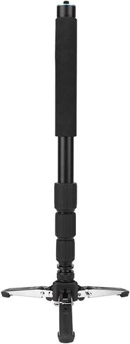 Tbest Universal Mini Three Feet Support Stand Tripod Monopod Base with 3 / 8in Mounting Screw Compact Portable Aluminum Alloy for Photography Video Black Silver in Saudi Arabia