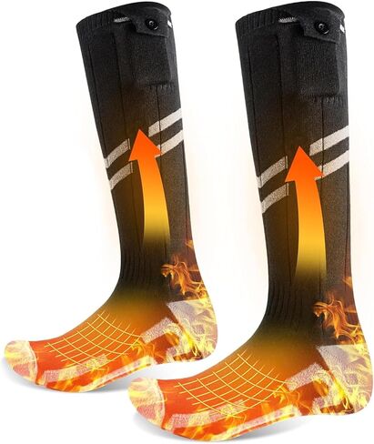 جوارب ساخنة للرجال والنساء قابلة لإعادة الشحن: جوارب ساخنة محسنة بطارية 5000 مللي أمبير ملابس حرارية كهربائية شوفانت صب فام in Kuwait