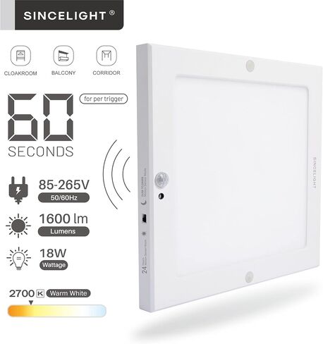 SINCELIGHT PIR Motion Sensor 18W LED Ceiling Light (Φ9''/220mm), Automatically ON/Off, Movement Activated, Dual Mode Turnable, Neutral White 4000K, Surface/Flush Mount for Hallway,Porch, Pack of 1 in Saudi Arabia