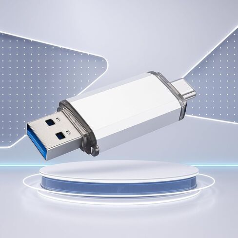 2-in-1 USB Flash Drive 64GB - Dual USB 3.0 & Type-C Memory Stick, Thumb Drive for Smartphones, Laptops, Computers, Silver Gray in Saudi Arabia