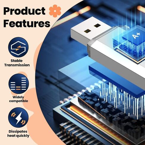2-in-1 USB Flash Drive 64GB - Dual USB 3.0 & Type-C Memory Stick, Thumb Drive for Smartphones, Laptops, Computers, Silver Gray in Saudi Arabia