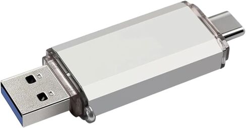 2-in-1 USB Flash Drive 64GB - Dual USB 3.0 & Type-C Memory Stick, Thumb Drive for Smartphones, Laptops, Computers, Silver Gray in Saudi Arabia