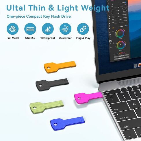 JUANWE 32GB محركات أقراص فلاش USB 5 حزمة محركات الإبهام السائبة، USB 2.0 محرك فلاش ملون USB مفتاح محرك أقراص USB، لون عشوائي عصا الذاكرة للماء محرك الإبهام للنسخ الاحتياطي للبيانات in Kuwait