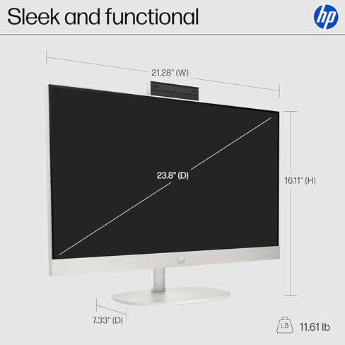 HP 24 23.8" FHD Touchscreen All-in-One Desktop Computer for Office, Latest 13th Gen Intel Octa-Core Processor (Beats i5-6360U), 8GB RAM, 256GB PCIe SSD, HDMI, Wi-Fi, Bluetooth, Business AIO, Win11 in Kuwait