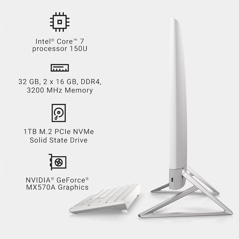 Dell Inspiron 7730 All in One Desktop - 27" FHD Touchscreen, 10-Core 7 150U(Up to 5.5GHz), 32GB RAM, 1TB SSD, NVIDIA GeForce MX570A GDDR6, Windows 11 Pro, w/Accessories in Saudi Arabia