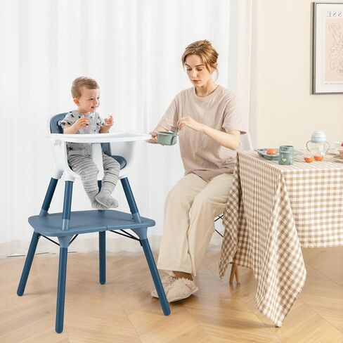 BABY JOY 5 in 1 Convertible High Chair, Infant Dining Chair Booster Seat with Removable Tray, 5-Point Harness, Detachable PU Leather Cushion, Highchair for Babies and Toddlers of 6-36 Months, Gray in Kuwait