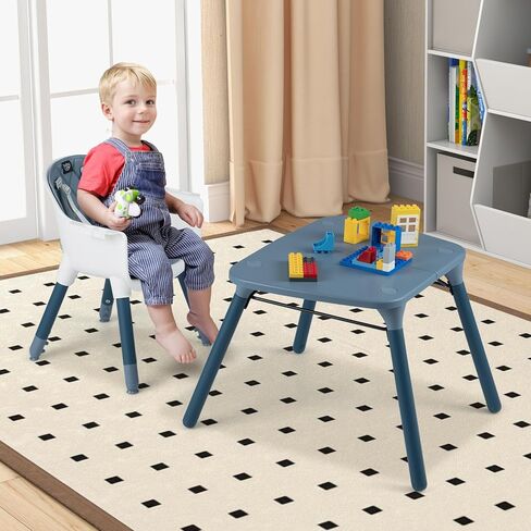 BABY JOY 5 in 1 Convertible High Chair, Infant Dining Chair Booster Seat with Removable Tray, 5-Point Harness, Detachable PU Leather Cushion, Highchair for Babies and Toddlers of 6-36 Months, Gray in Kuwait