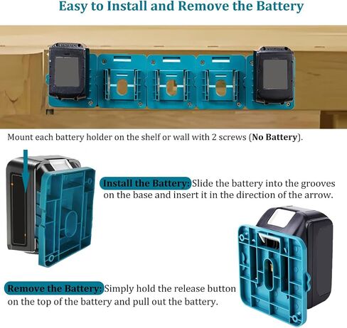 Battery Holder for Makita 18V Battery,Wall Mount Batteries Storage Organizer for BL1830 BL1840 BL1850 BL1860 for Work Van,Shelf,Toolbox (10 Pack,w/22 Screws,No Battery) in Saudi Arabia