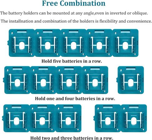 Battery Holder for Makita 18V Battery,Wall Mount Batteries Storage Organizer for BL1830 BL1840 BL1850 BL1860 for Work Van,Shelf,Toolbox (10 Pack,w/22 Screws,No Battery) in Saudi Arabia
