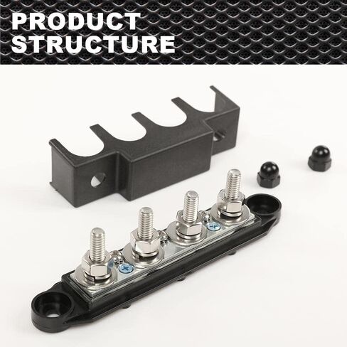 4 Post Power Distribution Block Bus Bar with Cover, Busbar Power Battery Terminal Distribution Block 5/16" Posts 12V 250A, 4 Post Busbar Power Distribution Block Black in Saudi Arabia