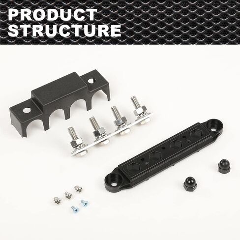 4 Post Power Distribution Block Bus Bar with Cover, Busbar Power Battery Terminal Distribution Block 5/16" Posts 12V 250A, 4 Post Busbar Power Distribution Block Black in Saudi Arabia