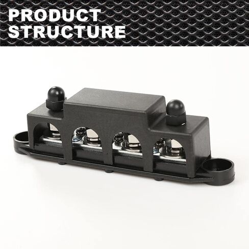 4 Post Power Distribution Block Bus Bar with Cover, Busbar Power Battery Terminal Distribution Block 5/16" Posts 12V 250A, 4 Post Busbar Power Distribution Block Black in Saudi Arabia