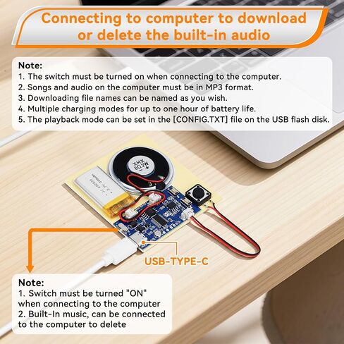 2PCS Sound Recorder Module DIY Music Voice Recording Module Chip with Speaker,Type-C Cable,Easy Recording Capability16 Minutes Music for Personalized Greetings, Holiday Crafts Cards with Manual in Saudi Arabia