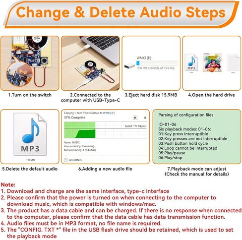 2PCS Sound Recorder Module DIY Music Voice Recording Module Chip with Speaker,Type-C Cable,Easy Recording Capability16 Minutes Music for Personalized Greetings, Holiday Crafts Cards with Manual in Saudi Arabia