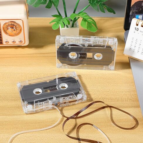 POPETPOP Dictating Blank Cassette Tapes: 2 Pcs Recordable Clear Audio Cassette Tape 30 Minute for Lectures, Seminars, Everyday Recording，with Individual Clear Plastic Case in Saudi Arabia
