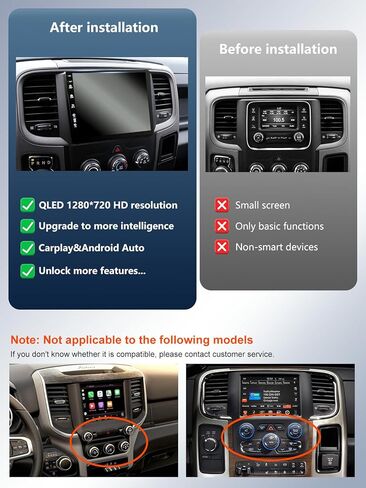 ستيريو راديو السيارة لسيارة Dodge RAM 1500 2500 3500 2013-2018، Android 13/IPS شاشة تعمل باللمس/Carplay اللاسلكي/Android Auto/Bluetooth/GPS Navigation/WiFi/5G/HD كاميرا احتياطية/SWC/FM (2+64) in Kuwait