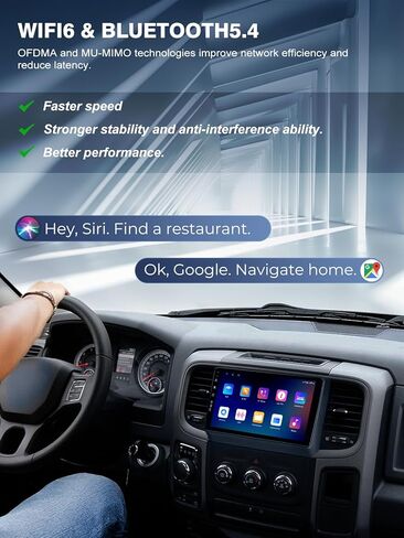 ستيريو راديو السيارة لسيارة Dodge RAM 1500 2500 3500 2013-2018، Android 13/IPS شاشة تعمل باللمس/Carplay اللاسلكي/Android Auto/Bluetooth/GPS Navigation/WiFi/5G/HD كاميرا احتياطية/SWC/FM (2+64) in Kuwait