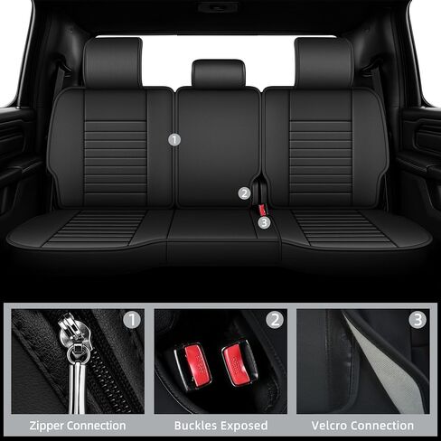 أغطية مقاعد مخصصة مناسبة لسيارة Dodge Ram 1500 2500 3500 2002-2024 2025 مجموعة أغطية مقاعد من الجلد الصناعي متوافقة مع وسائد شاحنة الكابينة العادية الرباعية (المقعد الأمامي، أسود، كرمة) in Kuwait