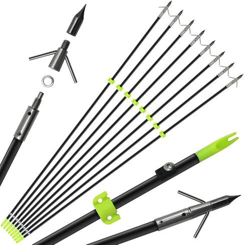 2/8Pack 34 Inches Bowfishing Arrows 8mm Fiberglass Fishing Arrow with Removeable Tips and Safety Slides for Archery Bow Fishing in Saudi Arabia