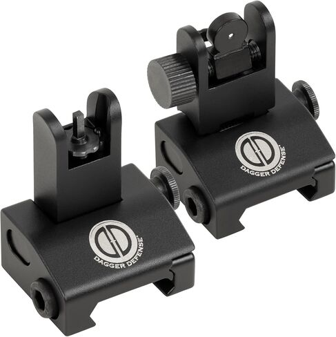 Dagger Defense (شركة مملوكة لأحد المحاربين القدامى) BUIS مشاهد حديدية احتياطية للاستخدام على قضبان Picatinny القياسية. محملة بالربيع. استخدم مع النقاط الحمراء والمشاهد والنطاقات ثلاثية الأبعاد. in Kuwait