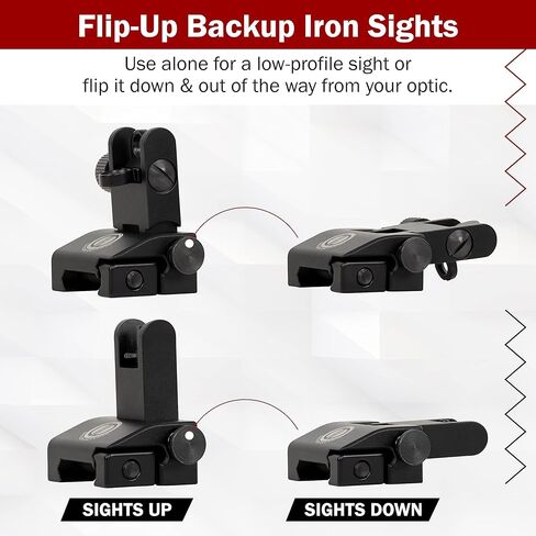 Dagger Defense (شركة مملوكة لأحد المحاربين القدامى) BUIS مشاهد حديدية احتياطية للاستخدام على قضبان Picatinny القياسية. محملة بالربيع. استخدم مع النقاط الحمراء والمشاهد والنطاقات ثلاثية الأبعاد. in Kuwait