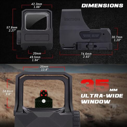 URSA متعدد شبكاني نقطة حمراء، 1 × 35 مم نافذة رقمية كبيرة جدًا HUD مشهد منعكس للبندقية، اهتز مستيقظًا وخاليًا من المنظر ومقاوم للصدمات، مع حامل Picatinny سريع التحرير in Kuwait