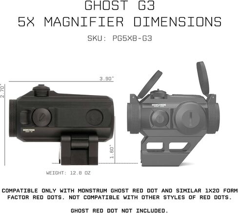 Monstrum Ghost G3 5X Magnifier with Flip-to-Side Mount in Saudi Arabia