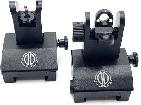 Dagger Defense (شركة مملوكة لأحد المحاربين القدامى) مناظير حديدية احتياطية من الألياف الضوئية BUIS للاستخدام على قضبان Picatinny القياسية. محملة بالربيع. استخدم مع النقاط الحمراء والمشاهد الانعكاسية. in Kuwait