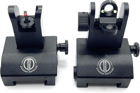 Dagger Defense (شركة مملوكة لأحد المحاربين القدامى) مناظير حديدية احتياطية من الألياف الضوئية BUIS للاستخدام على قضبان Picatinny القياسية. محملة بالربيع. استخدم مع النقاط الحمراء والمشاهد الانعكاسية. in Kuwait