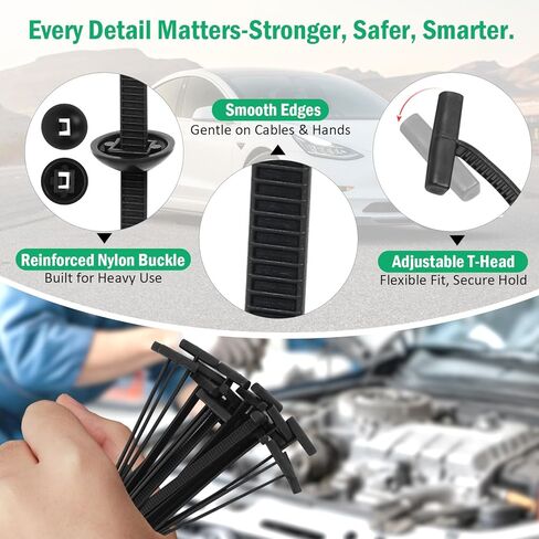100PCS Nylon Universal Cable Tie Buckle with Dual-Side Gear, Foldable Quick Fix Heavy Duty Zip Ties with Pin & Button, Strong Easy Use Multipurpose Cable Tie Buckle Zip Tie for Car Daily Repair in Saudi Arabia